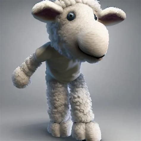 A White Bipedal Sheep Character With Human Legs And