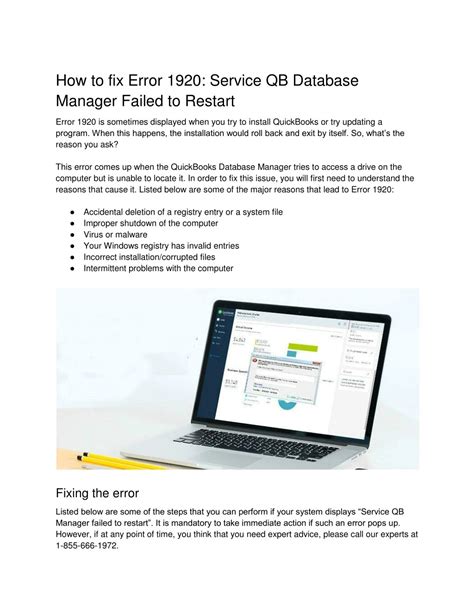 Ppt How To Fix Error Service Qb Database Manager Failed To