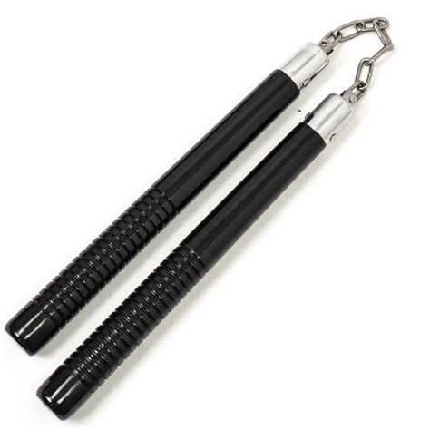 Black Wooden Nunchaku with Grip - Gripped Chain Nunchucks - Plain Black ...