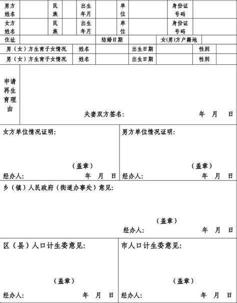 再生育一个子女申请审批表word文档在线阅读与下载无忧文档