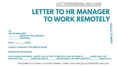 Request Letter For Remote Work Sample Letter To Hr For Request To