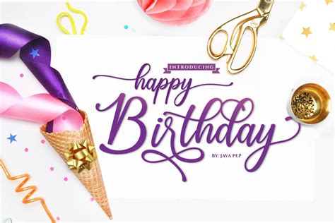 Happy Birthday // Pretty font By Java pep | TheHungryJPEG