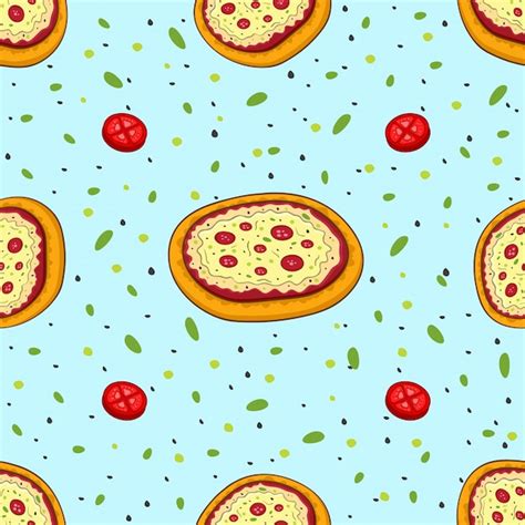 Premium Vector | Pizza seamless pattern background