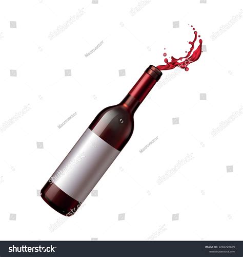 Realistic Bottle Red Wine Splashes Vector Stock Vector Royalty Free