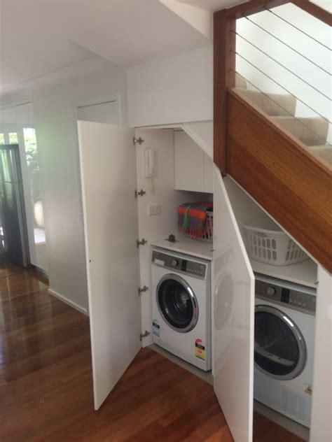 Laundry Moved To Utilise Space Under Stairs Modern Tv Ttstuga