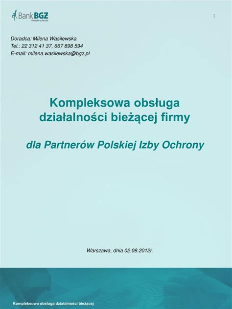 Ppt Kompleksowa Obs Uga Dzia Alno Ci Bie Cej Firmy Dla Partner W