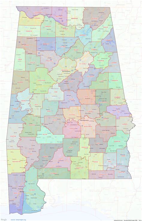 Printable Alabama County Map