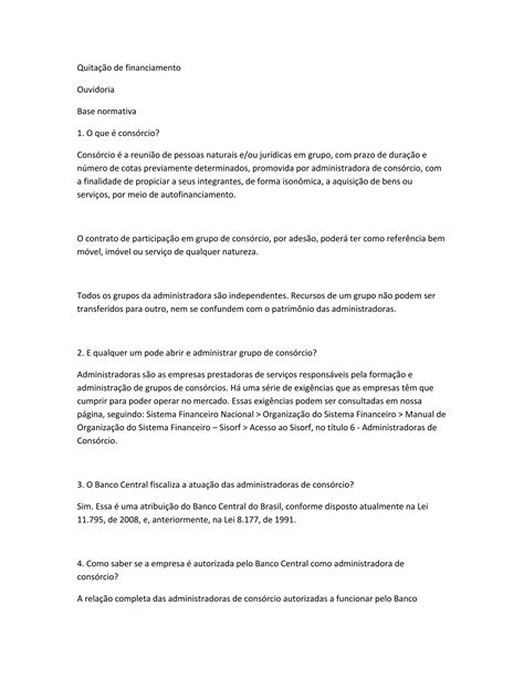 Tudo Que Precisa Saber Sobre Consorcio Banco Central Pdf