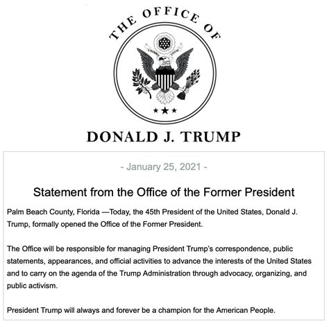 President Trump has formally opened the Office of the 45th President ...