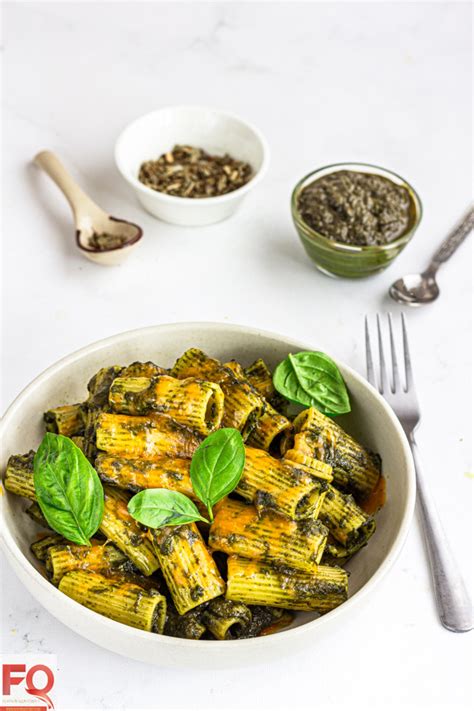 Pesto Rigatoni Meatless Pasta With Basil Pesto Flavor Quotient