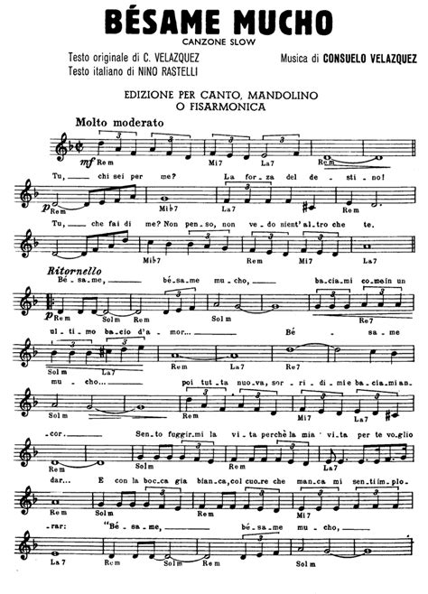 BÉSAME MUCHO Sheet music | Easy Sheet Music