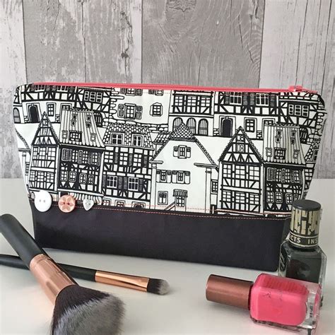 Handmade Monochrome House Print Fabric Makeup Bag Etsy