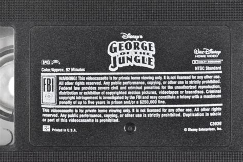 George Of The Jungle Vhs Walt Disney Tape Only Brendan Fraser