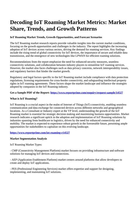 Reportprime - Decoding IoT Roaming Market Metrics: Market Share, Trends
