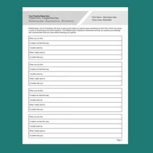 Relationship Conflict Resolution Worksheet Therapist Aid