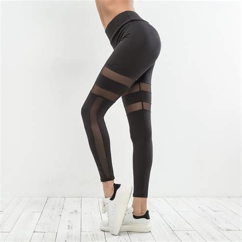 Sexy Mesh Patchwork Sports Leggings Women Yoga Pants Fitness Clothing