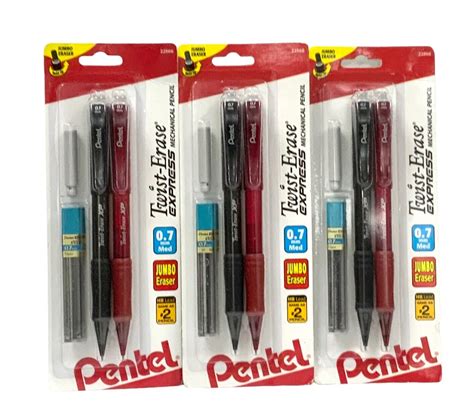 3 Packs Pentel Twist Erase EXPRESS Mechanical Pencil 7 Mm 2 Per Set