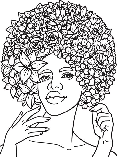 Ni A De Las Flores Afro Americana Para Colorear P Gina Vector