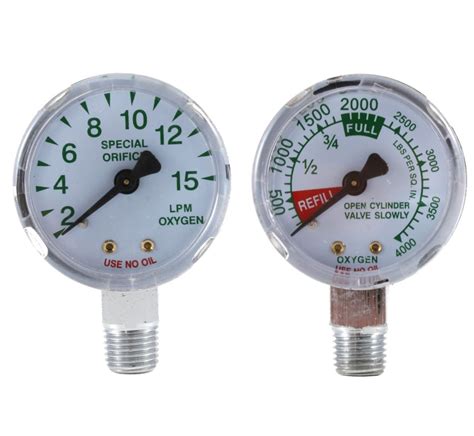 Oxygen Pressure Gauge Chrome Plated 14 Connector Mundaka Technologies