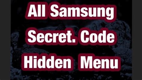 All Samsung Secret Code Hidden Menu Tips And Tricks Youtube