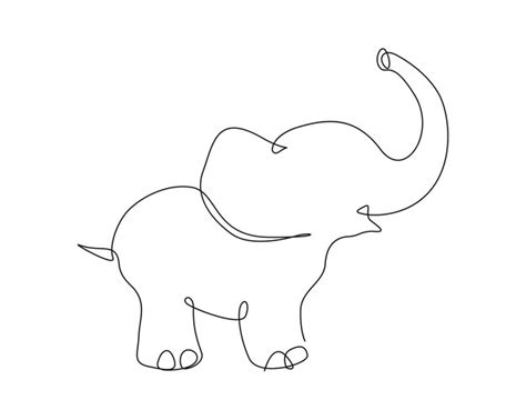 Dibujo Continuo De Una L Nea De Un Elefante Lindo Ilustraci N De Vector