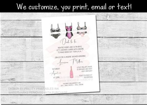 Lingerie Shower Invitation Printable Rose And Lingerie Invitation Lingerie Party Invite Ooh