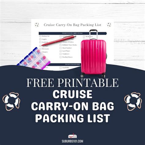What To Pack In Your Cruise Carry On Bag Free Packing List Suburbs 101