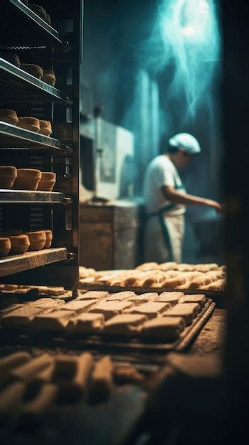 Un Trabajador En Una Cocina Industrial Con Una Bandeja De Pasteles Ai