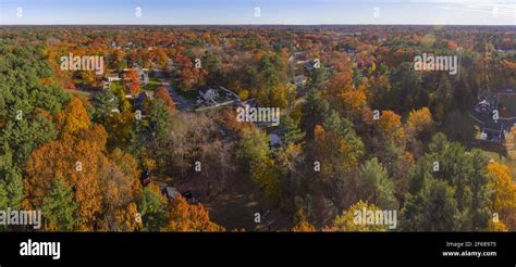 Aerial View Of Wilmington Historic Town Center With Fall Foliage