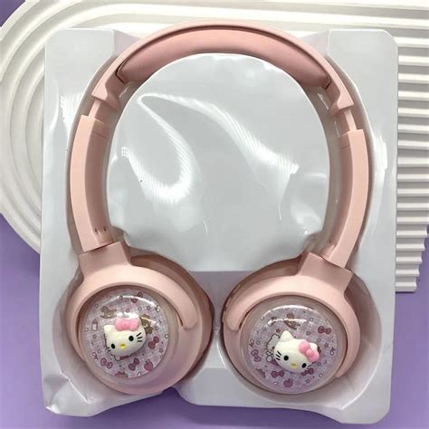 Sanrio Bluetooth Headphone Wireless Headsets Anime Cartoon Stereo Hello Kitty Headset Earphone