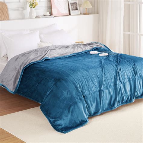 Caromio Heated Blanket Electric Throw Queen Size With Dual Control