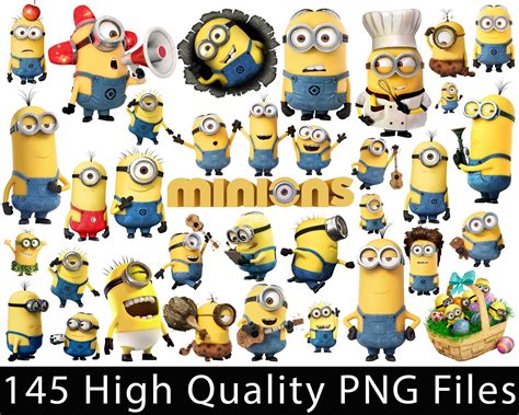 145 Minions ClipArt PNG Images 300dpi Digital Clip Art Etsy