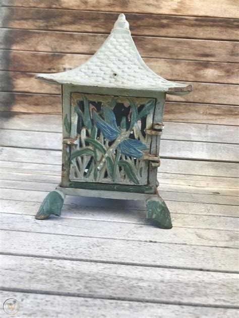 Cast Iron Japanese Pagoda Lantern Candle Holder Dragonfly 2006655687