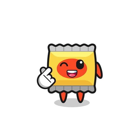 Premium Vector Snack Character Doing Korean Finger Heart