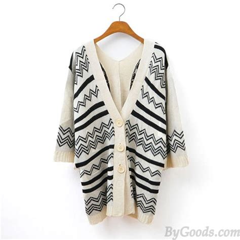 Vintage Geometry Knit Cardigan Sweaters Cardigans Clothing