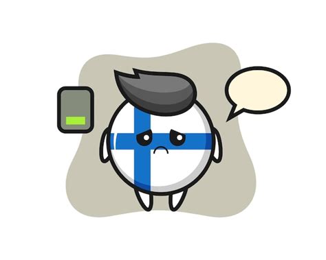 Premium Vector Finland Flag Badge Mascot Character Doing A Tired Gesture