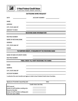 Fillable Online OUTGOING WIRE REQUEST Buhaulfedcucomb Fax Email Print