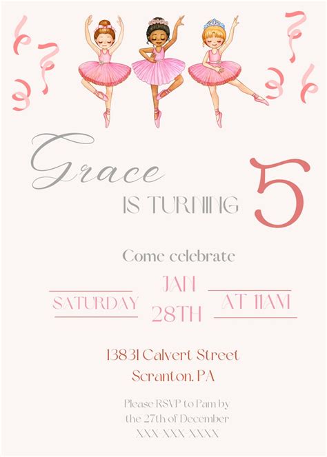 Ballerinas Birthday Invite Ballet Birthday Invitation Etsy