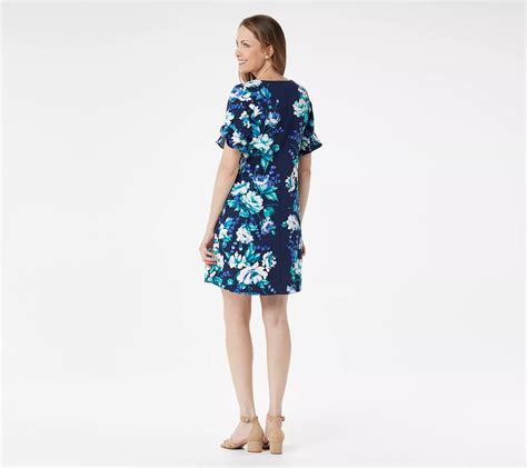 Isaac Mizrahi Live Floral Printed Stretch Crepe Woven Swing Dress