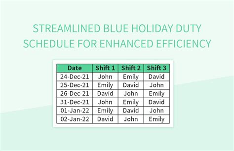 Streamlined Blue Holiday Duty Schedule For Enhanced Efficiency Excel ...