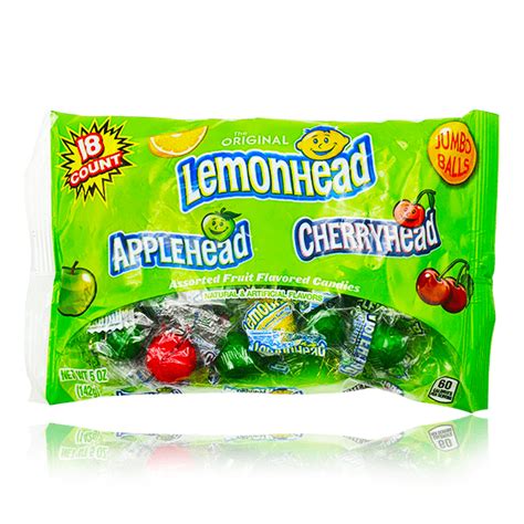 Lemonhead Applehead And Cherryhead Mixed Jumbo Balls Bag 142g United