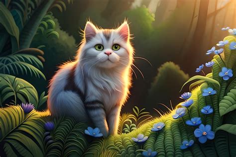 Un Gato En El Bosque Foto Premium