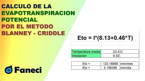 Calculo De La Evapotranspiracion Por El Metodo De Blanney Criddle