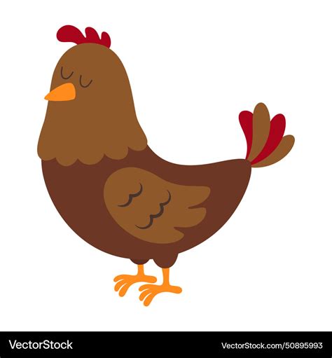 Cute Cartoon Hen Isolated Royalty Free Vector Image