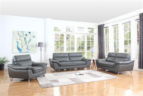 Gray Genuine Leather Living Room GU168 Casye Furniture