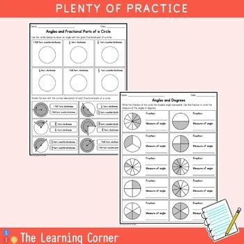 Relating Angles Degrees Fractional Parts Of A Circle Worksheet