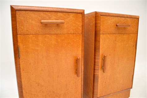 S Pair Of Art Deco Birdseye Maple Walnut Bedside Cabinets