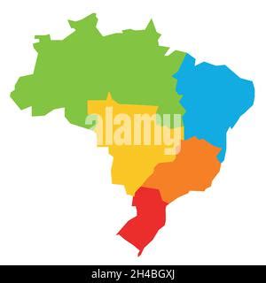 Colorful Blank Political Map Of Brazil States Divide By Color Into