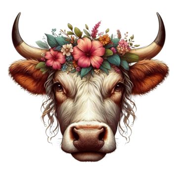 Floral Crown Cow Sublimation Graphic, Floral Crown Cow Sublimation, Cow ...