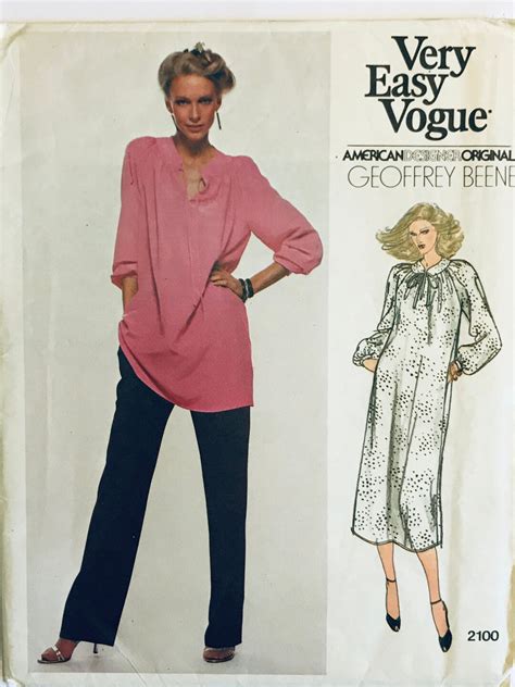 Vintage Vogue Pullover Dress Tunic Pants Pattern Vogue American